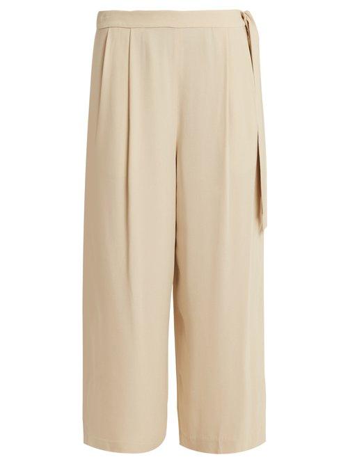 Matchesfashion.com Vince - Wide Leg Crepe Back Satin Culottes - Womens - Cream
