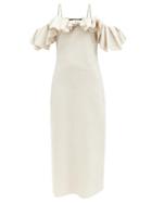 Matchesfashion.com Jacquemus - Pampelonne Off-the-shoulder Cotton-blend Dress - Womens - Light Beige