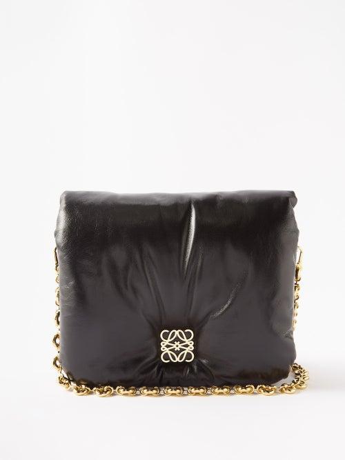 Loewe - Goya Leather Shoulder Bag - Womens - Black