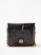 Loewe - Goya Leather Shoulder Bag - Womens - Black
