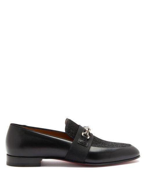 Matchesfashion.com Christian Louboutin - Panamax Chain-embellished Leather Loafers - Mens - Black