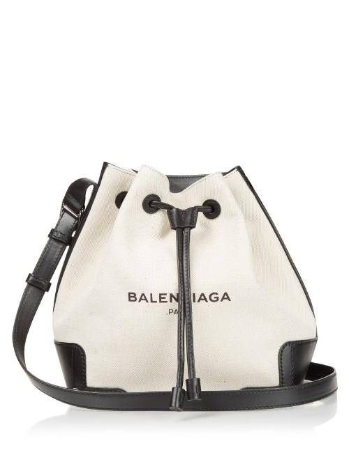 Balenciaga Canvas And Leather Bucket Bag