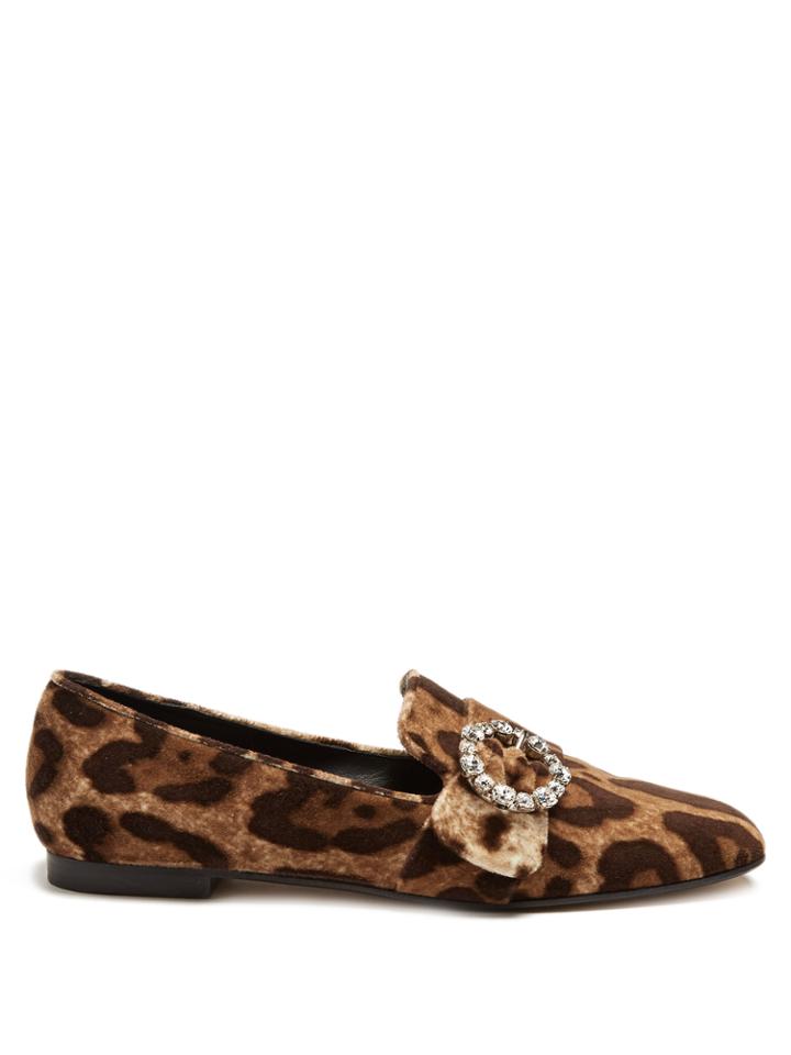 Dolce & Gabbana Leopard-print Velvet Loafers