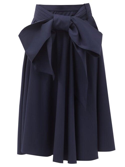 Matchesfashion.com Charles Jeffrey Loverboy - Bow-waist Wool-twill Midi Skirt - Womens - Navy