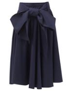 Matchesfashion.com Charles Jeffrey Loverboy - Bow-waist Wool-twill Midi Skirt - Womens - Navy