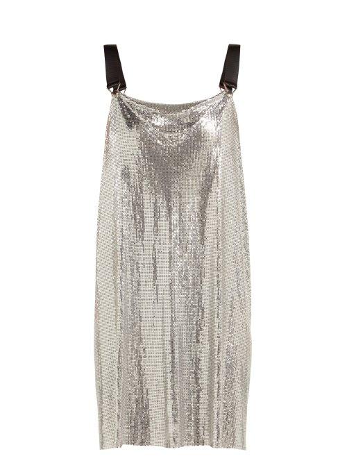 Matchesfashion.com Paco Rabanne - Metal Mesh Cowl Neck Mini Dress - Womens - Silver