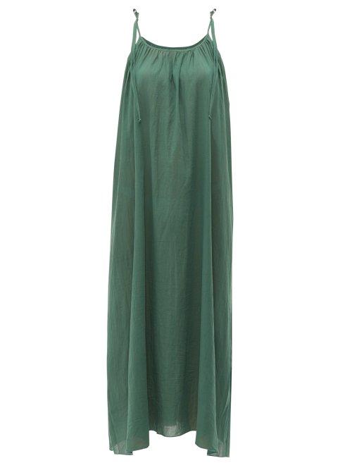 Matchesfashion.com Loup Charmant - Gathered Organic Cotton Dress - Womens - Green