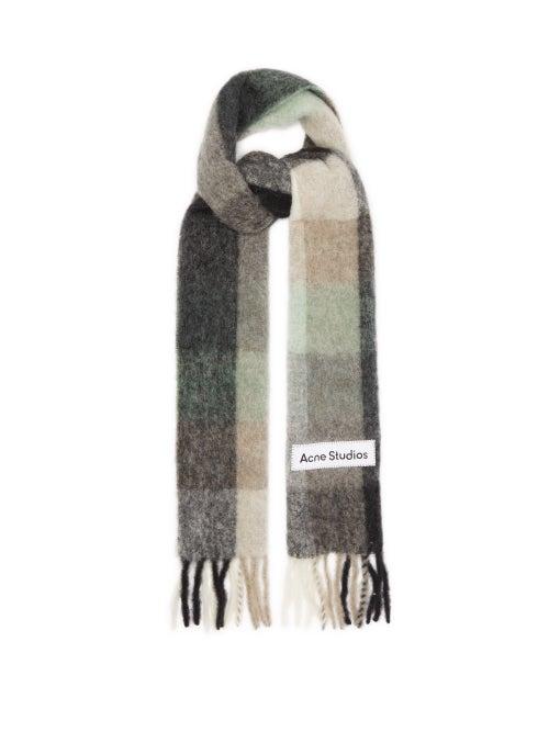 Acne Studios - Vally Checked Alpaca-blend Scarf - Womens - Green Multi