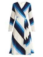 Diane Von Furstenberg V-neck Striped Silk-crepe Wrap Dress