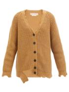 Matchesfashion.com Marni - Oversized Distressed Wool Cardigan - Womens - Camel