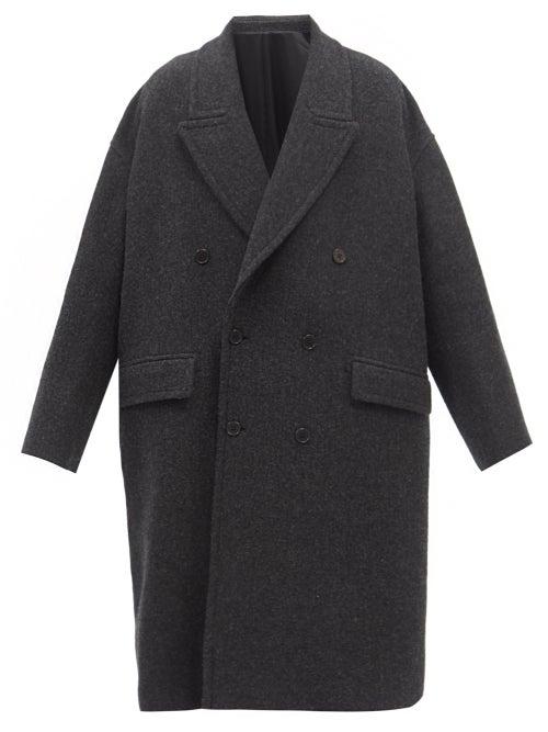 Raey - Double-breasted Boiled Wool Coat - Mens - Charcoal