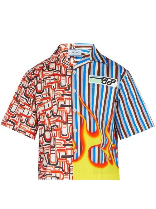 Matchesfashion.com Prada - Flame Printed Cotton Twill Shirt - Mens - Multi