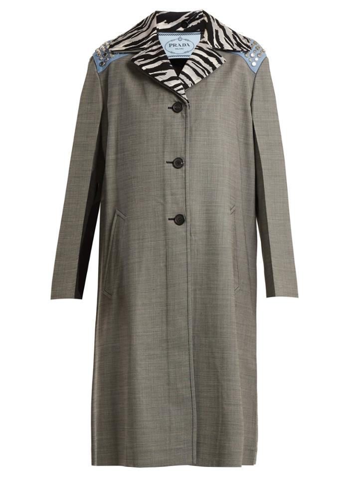 Prada Contrast-collar Wool-blend Coat