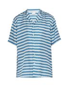 Matchesfashion.com All At Sea - Wave Print Cuban Collar Silk Pyjama Shirt - Mens - Blue