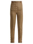 Matchesfashion.com Hillier Bartley - High Rise Checked Wool Trousers - Womens - Brown Multi