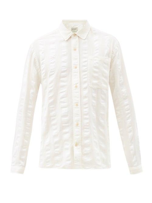 Matchesfashion.com Oliver Spencer - Ellington Striped Organic-cotton Shirt - Mens - Cream