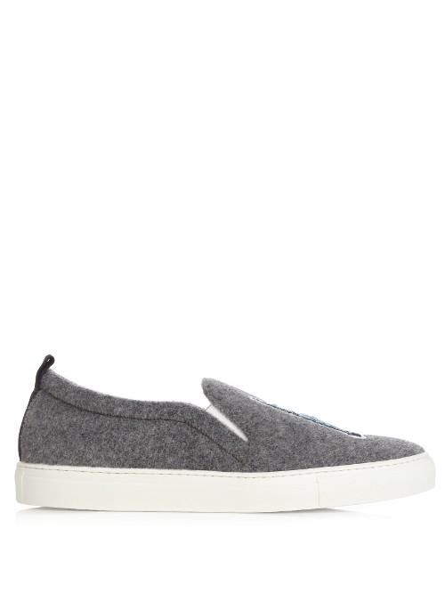 Joshua Sanders Big Apple Felt Slip-on Trainers