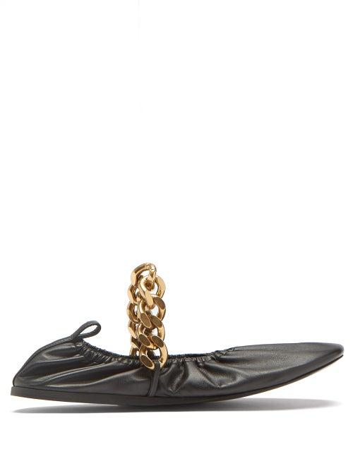 Stella Mccartney - Falabella Chain Faux Leather Ballet Flats - Womens - Black