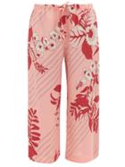 Matchesfashion.com Etro - Floral-print Cropped Georgette Trousers - Womens - Pink Print