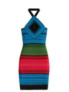 Matchesfashion.com Balmain - Halterneck Striped Mini Dress - Womens - Multi