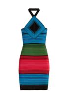 Matchesfashion.com Balmain - Halterneck Striped Mini Dress - Womens - Multi