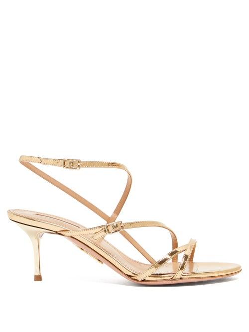 Matchesfashion.com Aquazzura - Carolyne 60 Metallic Leather Sandals - Womens - Gold