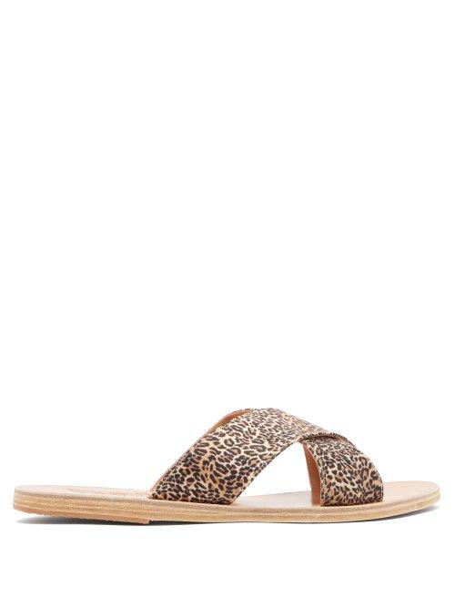 Matchesfashion.com Ancient Greek Sandals - Thais Satin Slides - Womens - Leopard