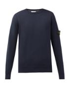 Stone Island - Logo-patch Cotton Sweater - Mens - Navy