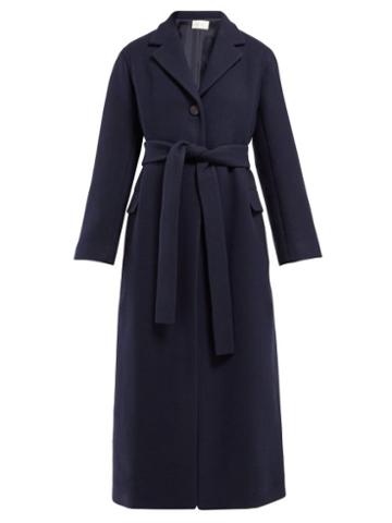 Matchesfashion.com The Row - Amoy Single Breasted Belted Cashmere Coat - Womens - Navy