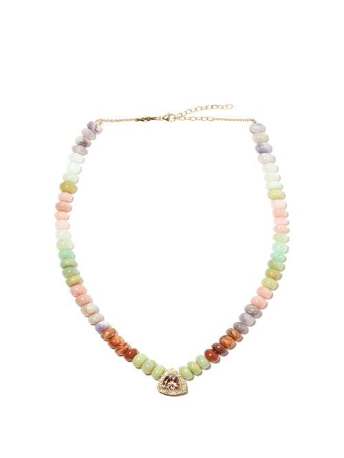 Matchesfashion.com Jacquie Aiche - Diamond, Tourmaline, Opal & 14kt Gold Necklace - Womens - Multi