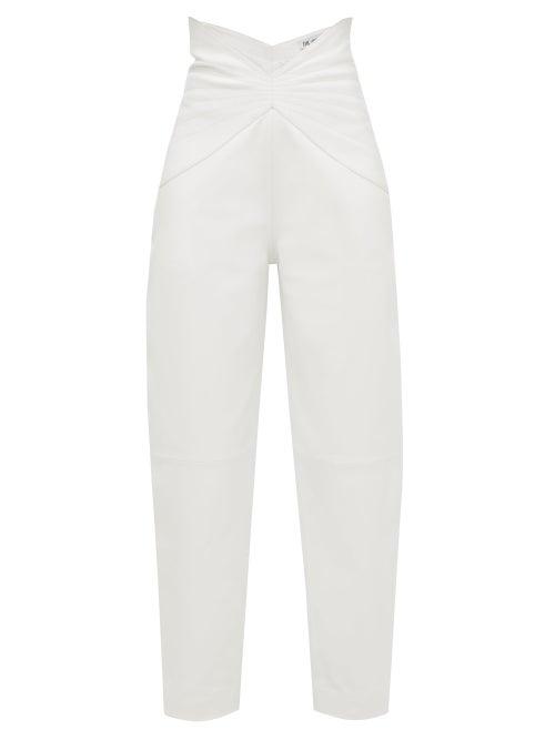 Matchesfashion.com The Attico - Butterfly-insert High-waist Leather Trousers - Womens - White