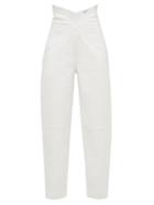 Matchesfashion.com The Attico - Butterfly-insert High-waist Leather Trousers - Womens - White