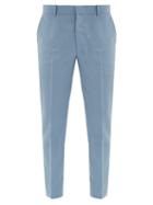 Matchesfashion.com Alexander Mcqueen - Classic Wool Blend Slim Leg Trousers - Mens - Light Blue