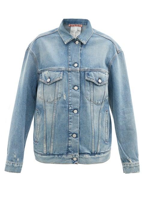 Ladies Rtw Acne Studios - Oversized Distressed Denim Jacket - Womens - Light Denim