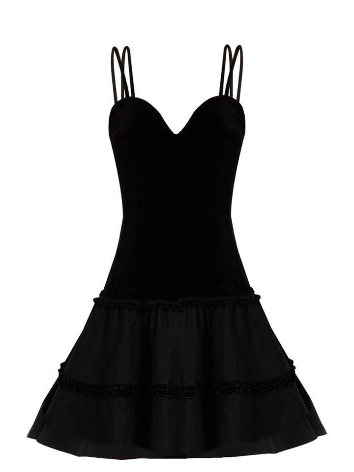 Emilio De La Morena Valentine Sweetheart-neck Velvet Dress