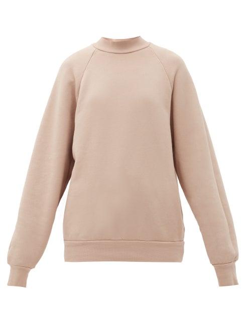 Matchesfashion.com Les Tien - High-neck Brushed-back Cotton Sweatshirt - Womens - Light Pink