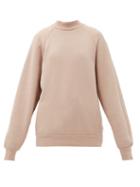 Matchesfashion.com Les Tien - High-neck Brushed-back Cotton Sweatshirt - Womens - Light Pink
