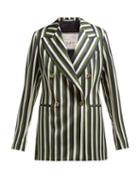 Matchesfashion.com Giuliva Heritage Collection - Stella Double Breasted Striped Wool Blazer - Womens - Green Multi