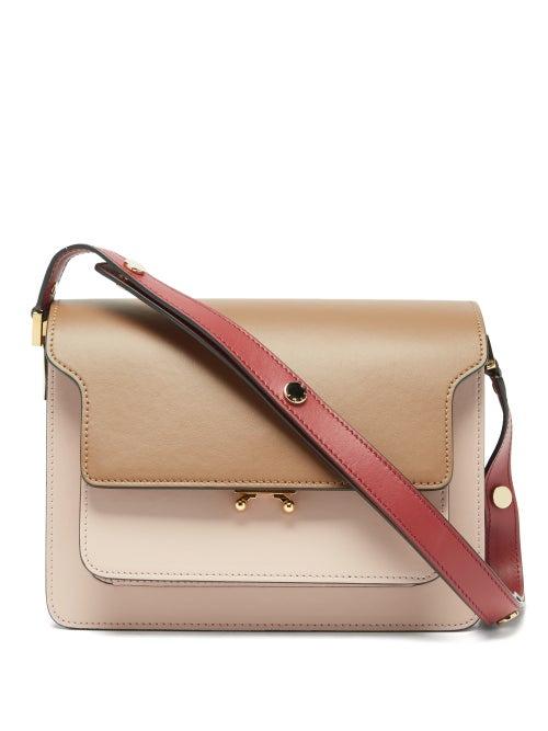 Marni - Trunk Medium Leather Shoulder Bag - Womens - Pink Multi
