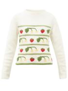 Matchesfashion.com Shrimps - Cherise Fruit-intarsia Alpaca-blend Sweater - Womens - Cream Multi