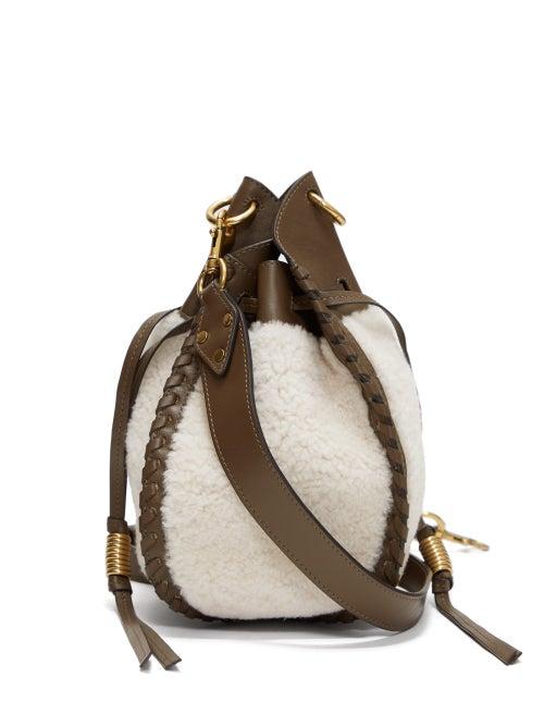Matchesfashion.com Isabel Marant - Radja Whipstitched Shearling Bucket Bag - Womens - White Multi