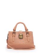 Matchesfashion.com Bottega Veneta - Roma Mini Intrecciato Leather Tote - Womens - Nude