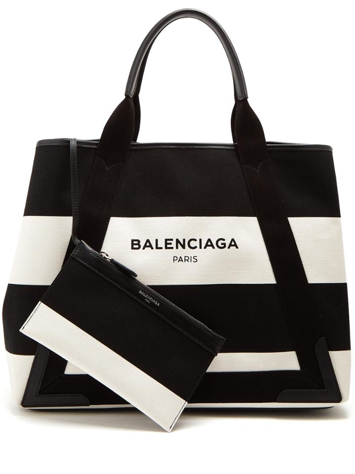 Balenciaga Stripe Canvas Tote Bag