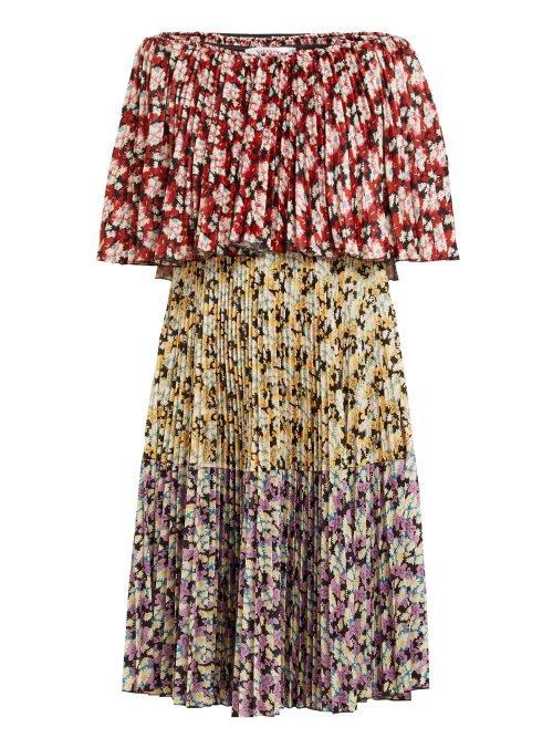 Matchesfashion.com Valentino - Spring Garden Print Pleated Dress - Womens - Multi