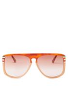 Chlo - West D-frame Bi-colour Acetate Sunglasses - Womens - Brown Multi