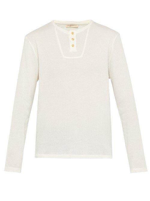 Matchesfashion.com King & Tuckfield - Waffle Knit Mako Cotton Henley Shirt - Mens - White