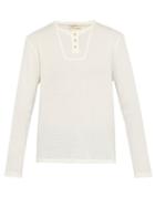 Matchesfashion.com King & Tuckfield - Waffle Knit Mako Cotton Henley Shirt - Mens - White