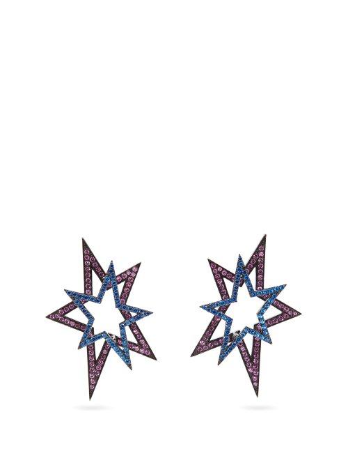 Matchesfashion.com Lynn Ban - Sapphire & Rhodium Plated Earrings - Womens - Multi
