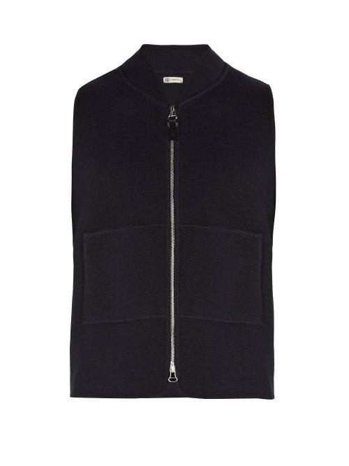 Matchesfashion.com Connolly - Zip Through Knitted Cotton Gilet - Mens - Navy