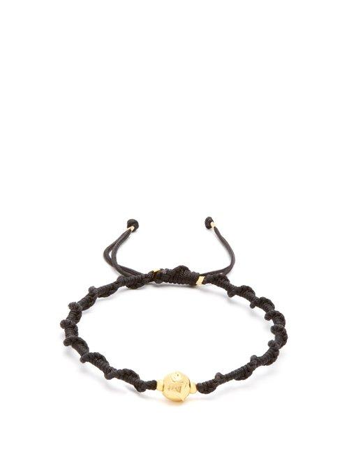 Matchesfashion.com Black Dakini - Gold Vermeil And Cord Bracelet - Mens - Black Multi